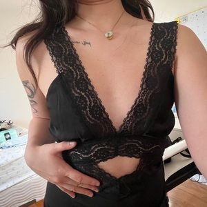 Meshki Black Lace Midi Dress